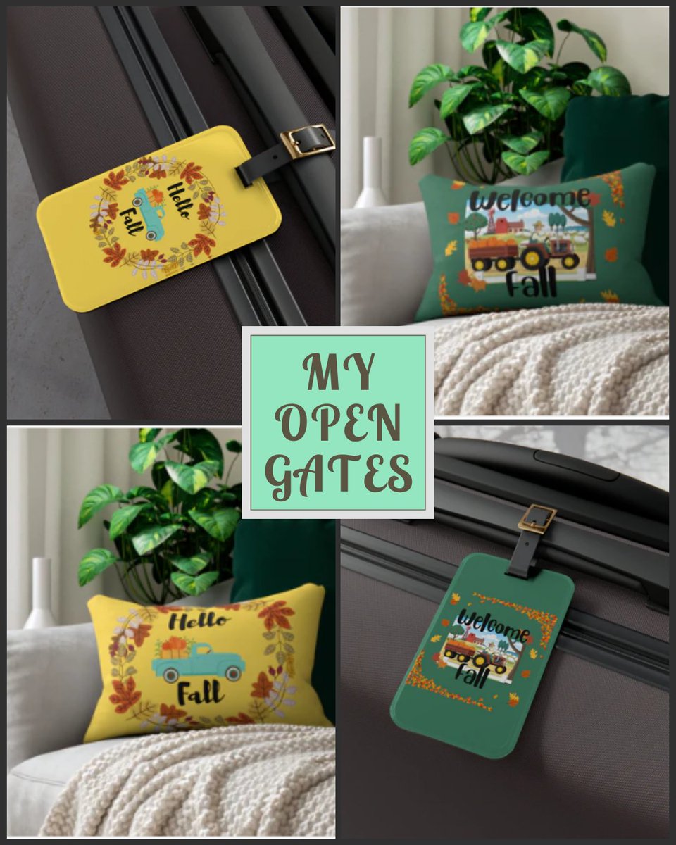 myopengates's tweet photo. 🍁Celebrate Fall!🍁
🧳Our #luggage tags are not only decorative for the fall season, but also offer functionality and durability.
🛋With our fall #pillows, you can enjoy autumn in every corner of your home. Explore our collection today.
https://t.co/aswj0s78cg 
#myopengates #fall https://t.co/E8EhnMhzKE