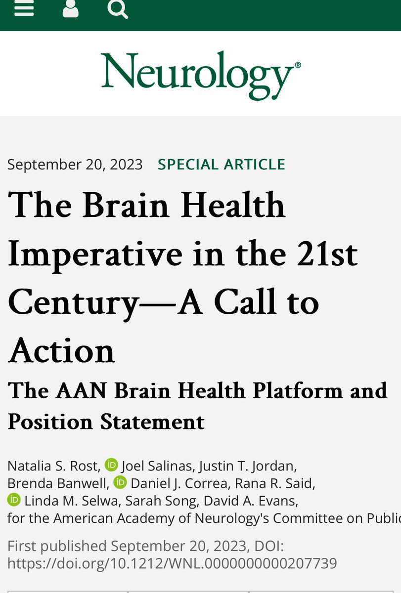 📣 The wait is over @AANmember 👉#BrainHealthPlatform & Position Statement is out 👏 ✅ 2+ yrs of dedicated effort & engagement of broad expertise in #BrainHealth across lifespan ☝️🙌 ✅ Check out our 3️⃣ ambitious goals ➕ #2050 National Brain Health Vision 🧠 #NeurologyProud