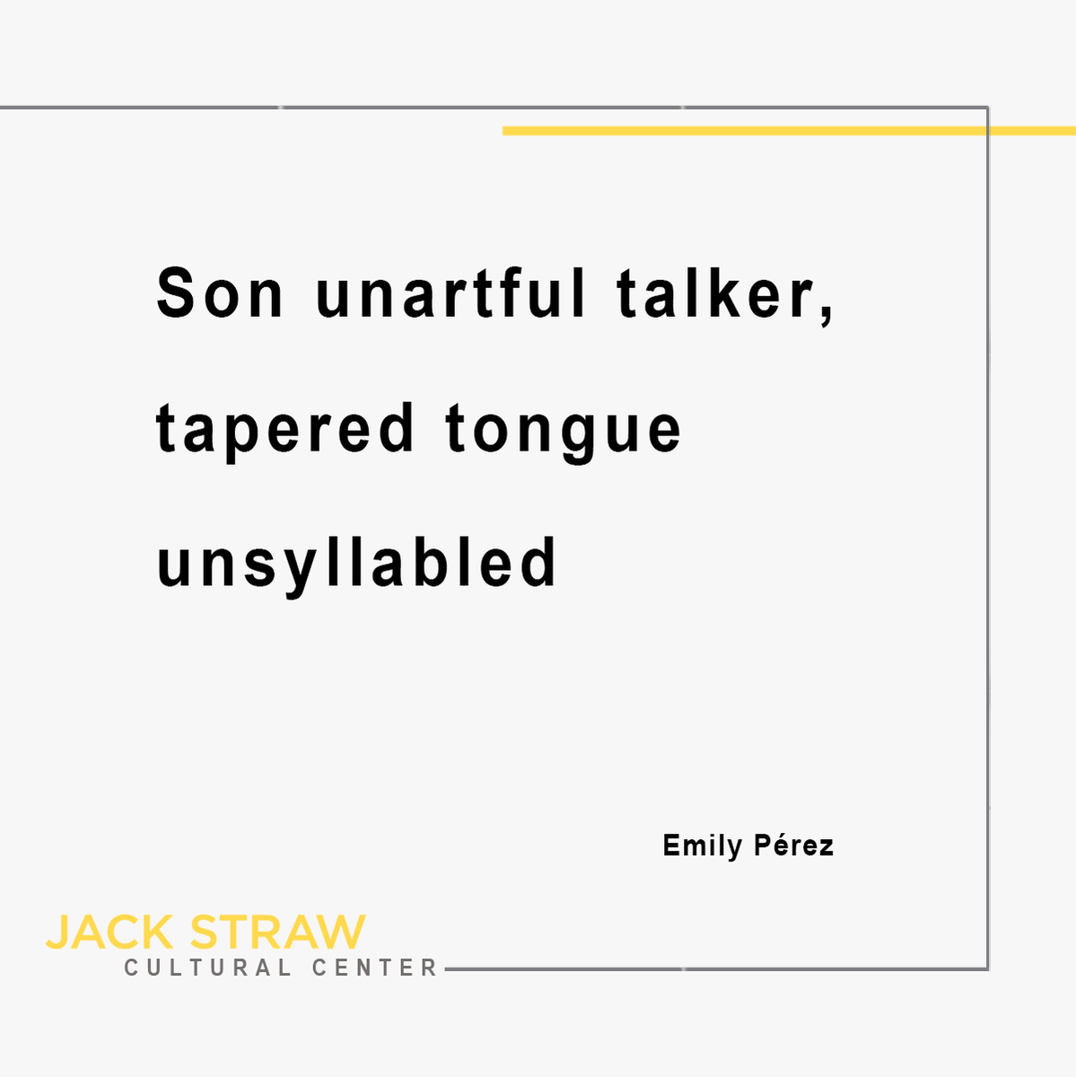 jackstrawarts's tweet photo. Let’s continue to mark #HispanicHeritageMonth with this excerpt from #JackStrawWriter Emily Pérez (@emilytheperez).
#JackStrawWriters #JackStrawWriters2013 #RecordingStudio #SeattleRecordingStudio #Seattle #Poetry #LatinxHeritageMonth https://t.co/3QjyzVBZ1a