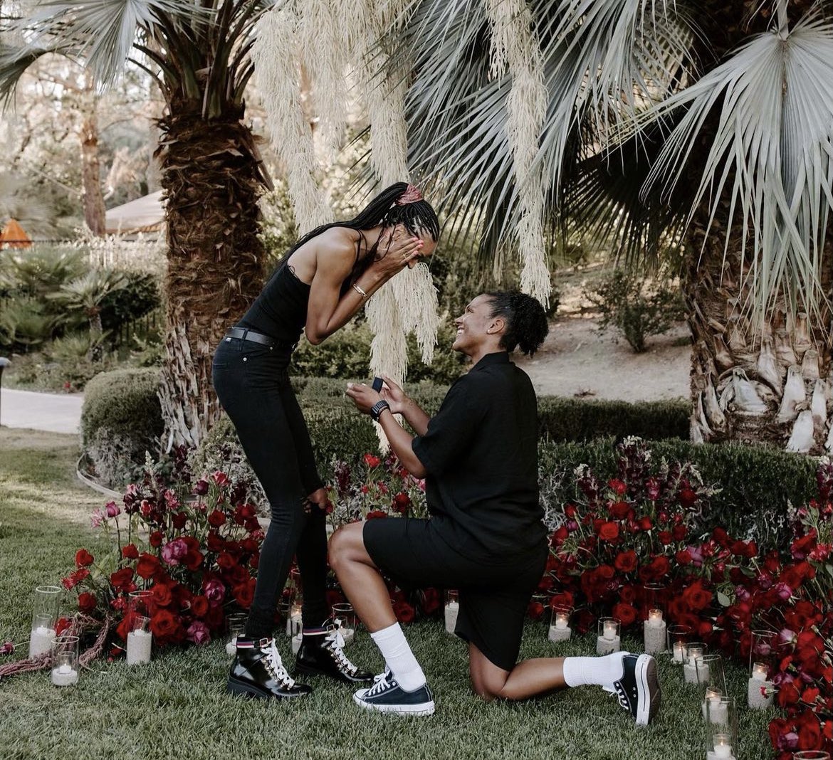 Imagine playing basketball on the same team and going to war on the court with your fiancé. That has to be so fun. 🥹 I love me some Alyssa Thomas and DeWanna Bonner. #WNBA