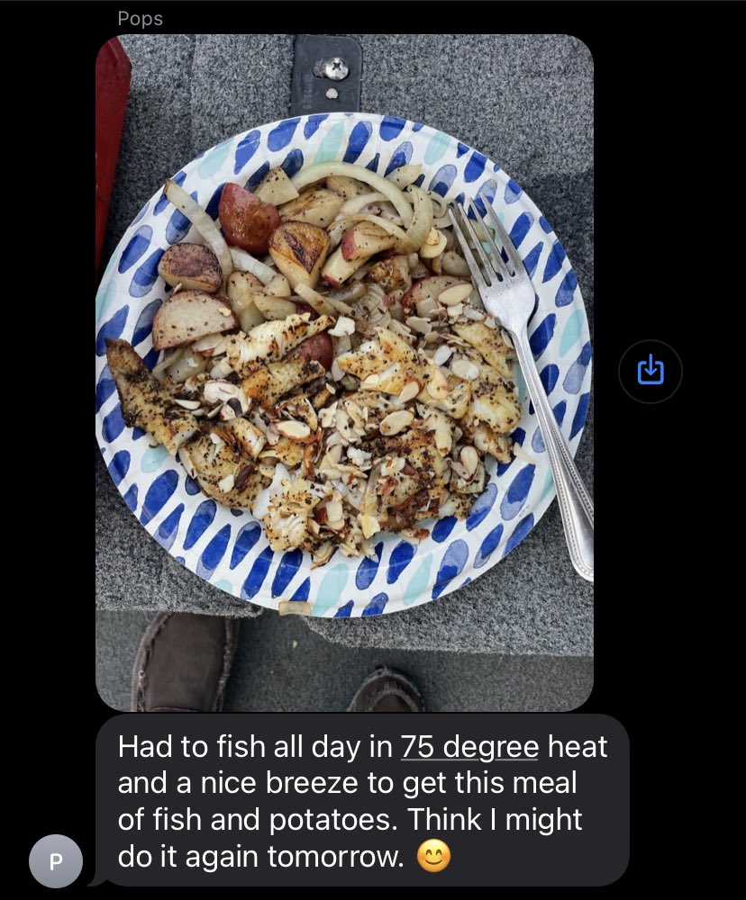 RedrickLamar's tweet photo. My dad started a new family groupchat without my mom just to flex how much he goes fishing since he’s retired and she’s not https://t.co/UgQ4BPAh41