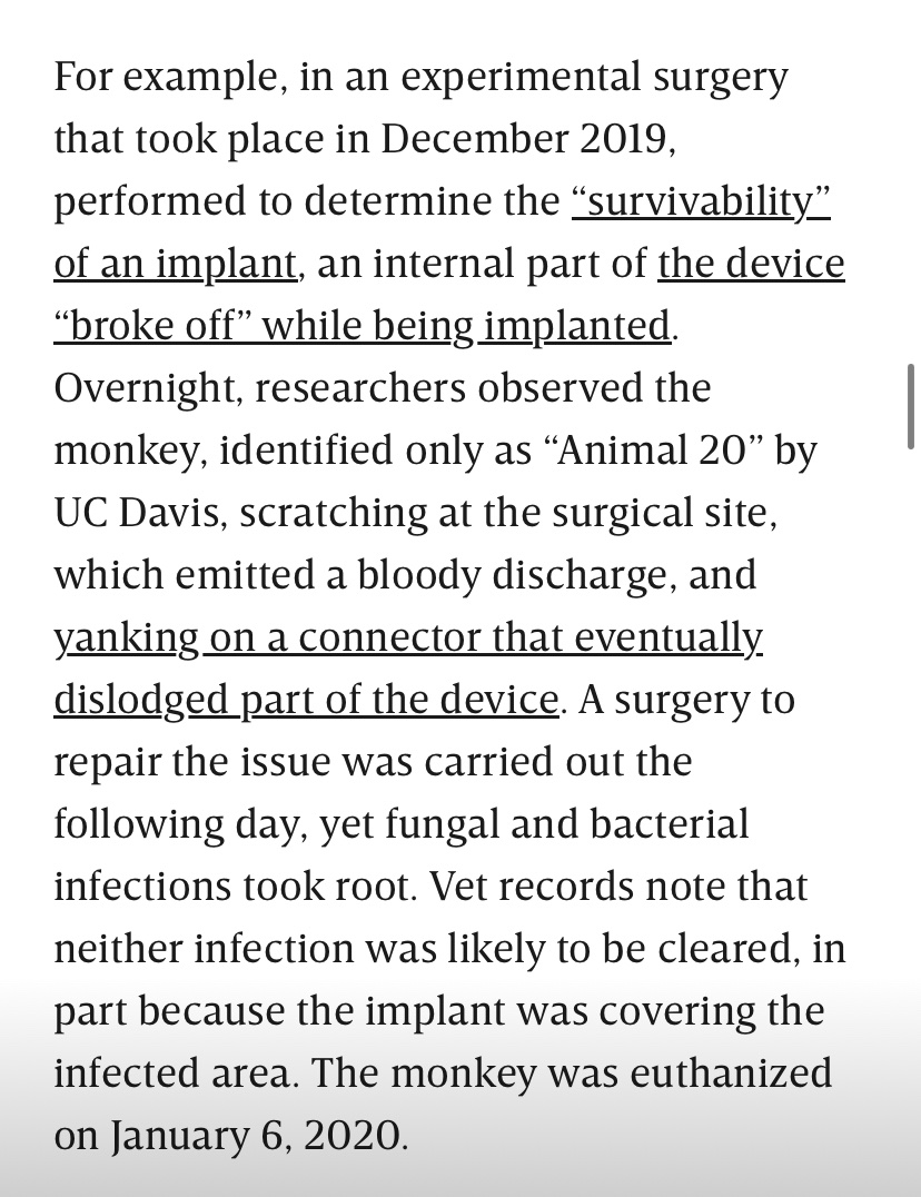 NathanJRobinson's tweet photo. Thanks to @WIRED we now know what @elonmusk has actually been doing to monkeys and it’s extremely disturbing https://t.co/fnHzk00hS5