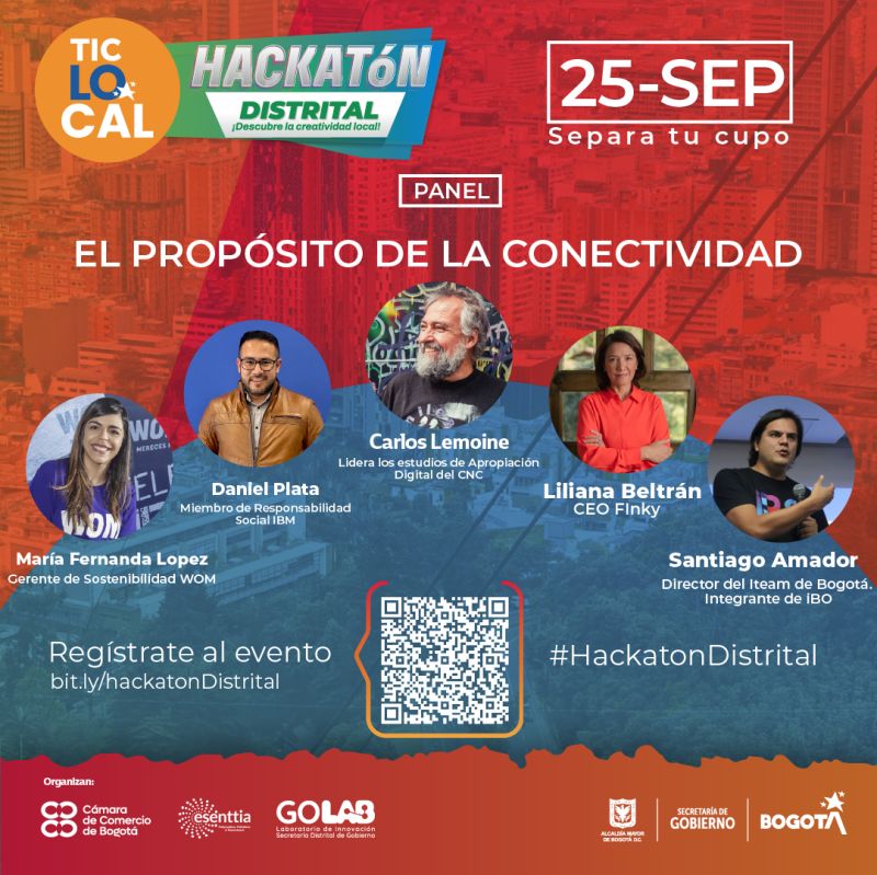 ¡No te quedes por fuera del panel El Propósito de la Conectividad, durante el evento Hackatón Distrital un espacio innovación liderado por el Laboratorio de innovación GoLAB de la Secretaría de Gobierno !

¡Quedan pocas horas!⏱️

¿Por qué debes asistir?
bit.ly/AGENDAHACKATON