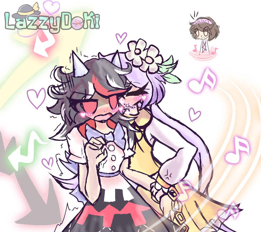 VeeKittyKat's tweet photo. “Biwas Notes that Capture an Amanojaku’s Heart”
Kijin Seija ❤️ Benben Tsukumo
(Aww the kiss finally happened.)
#touhouproject #東方Project #BenbenTsukumo #SeijaKijin #DoubleDealingCharacter https://t.co/QQsfYWMbjm