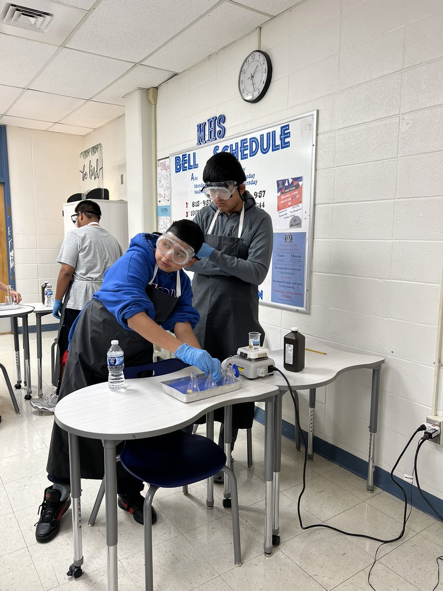 MHS_VP_Sarita's tweet photo. Lab time with Mr. Martinez!After learning about enzymes, students were able to observe what happens to a potato under different conditions. #ThinkPlayWinBig #MemorialPride https://t.co/ogniMT3ben