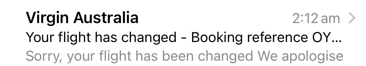 Cute emails from <a href="/VirginAustralia/">Virgin Australia</a> <a href="/Virgin/">Virgin</a> at 2am the morning of your flight.