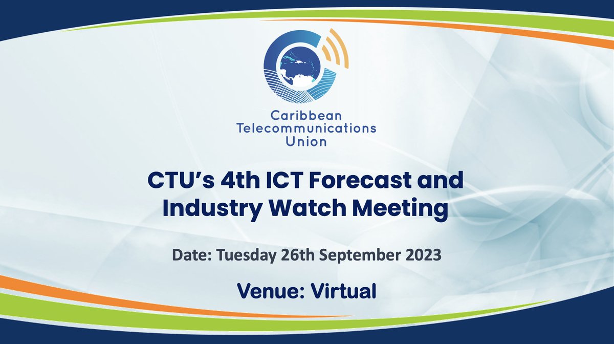 The CTU is the hosting its 4th ICT Forecast and Industry Watch Meeting on Tuesday, September 26th, 2023. 

Gain valuable insight into the future of ICT globally and its impact on the Caribbean. Register here: bit.ly/3rl9iNI