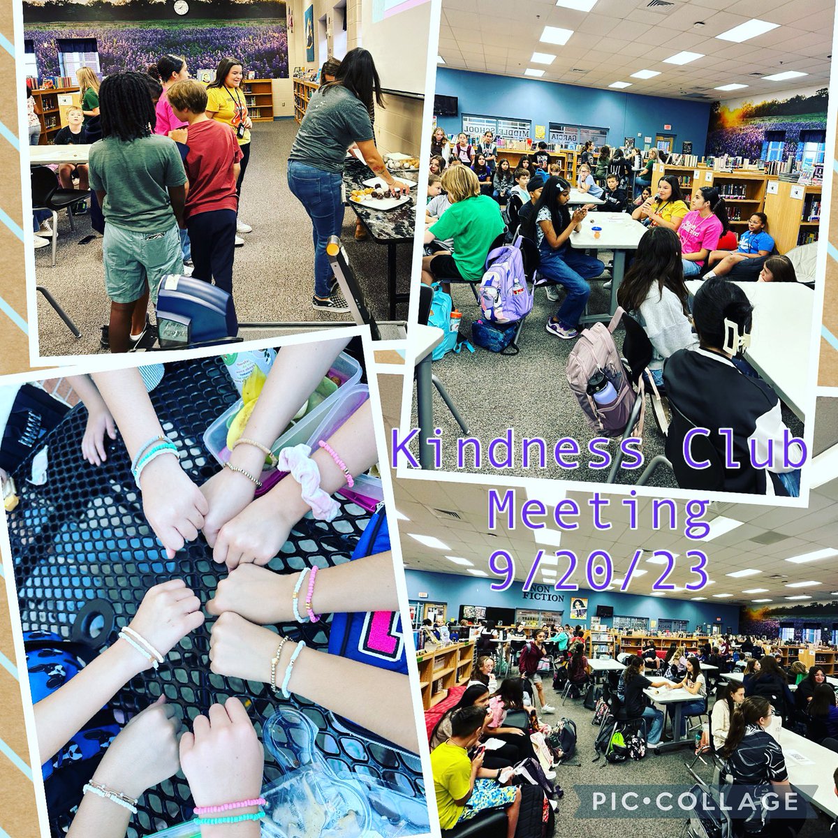 The second HGMS Kindness Club meeting this morning was full of smiling students, selecting club positions, donut holes, and matching club bracelets!  Thanks for coming, Gladiators! ❤️ @nisdgarcia @rootedtexas