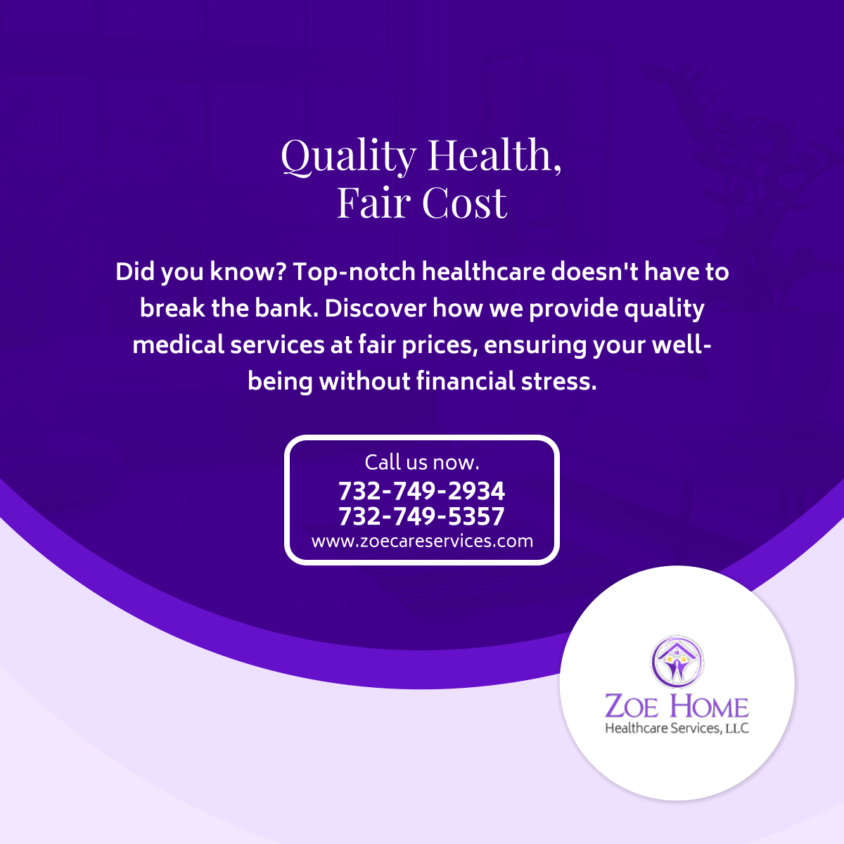 ZoeHomeHealthc's tweet image. Top-tier health shouldn`t break the bank. Experience quality care at a fair cost. Your well-being is our priority.

#QualityHealth #FairCost #QualityCare #HomeHealthCare #NeptuneNJ