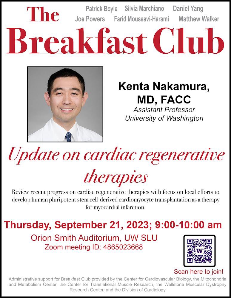 #thebreakfastclubseries are back for this new academic year! 
So exciting to have our own @KentaMD talking about the future of #cardiacregeneration! ❤️ Don’t miss it tomorrow at 9am PT @UWISCRM @UW_CTMR @MitochondriaMe1