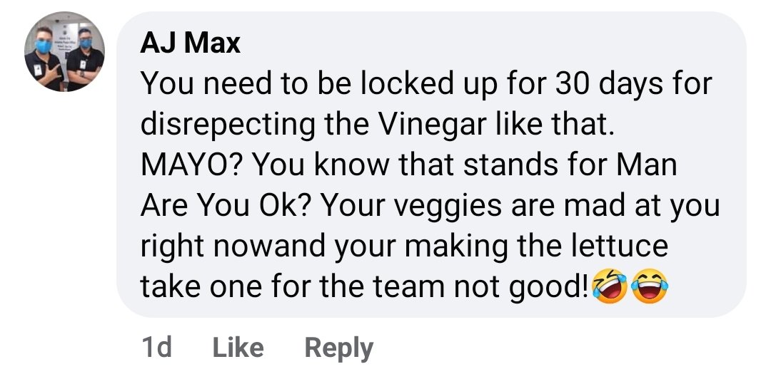 They're going absolutely bonkers on the hoagie fb page because someone posted a hoagie w mayo instead of oil and vinegar