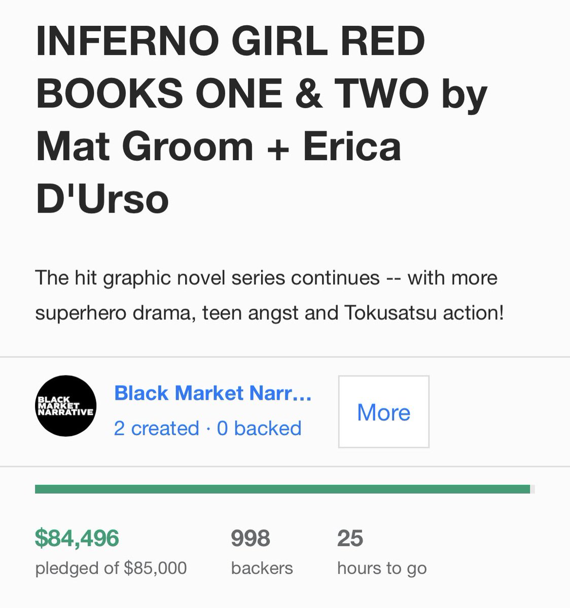 We are so close to the end. We only need to raise around $500. C’mon y’all. Let’s do this. #InfernoIgnite #InfernoGirlRed