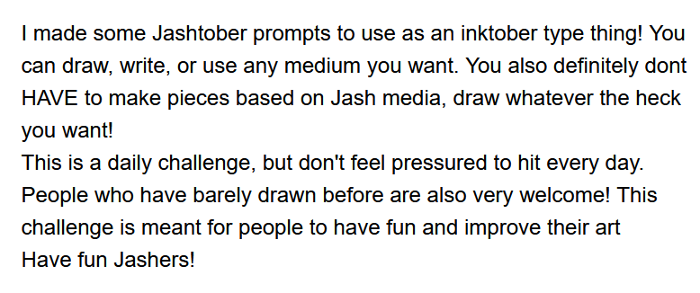 It's Jashtober time babyyyy
"Rules" are in the second pic, have fun y'all! #chonnyjash #jashtober2023 #jashtober