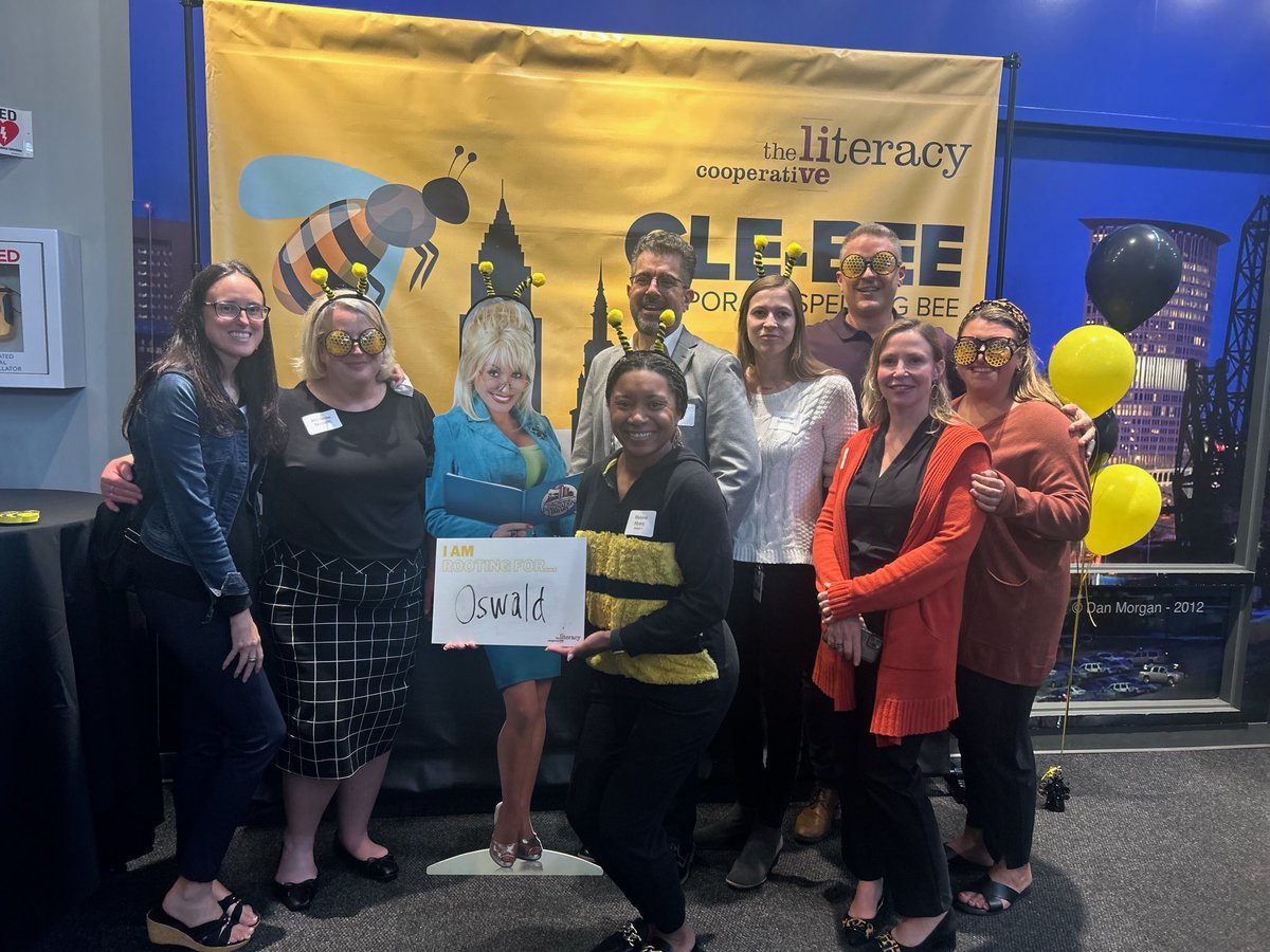CLE-BEE! Cheering on our ⁦<a href="/OswaldCompanies/">Oswald Companies</a>⁩ team and raising money for The Literacy Cooperative! #clebee8