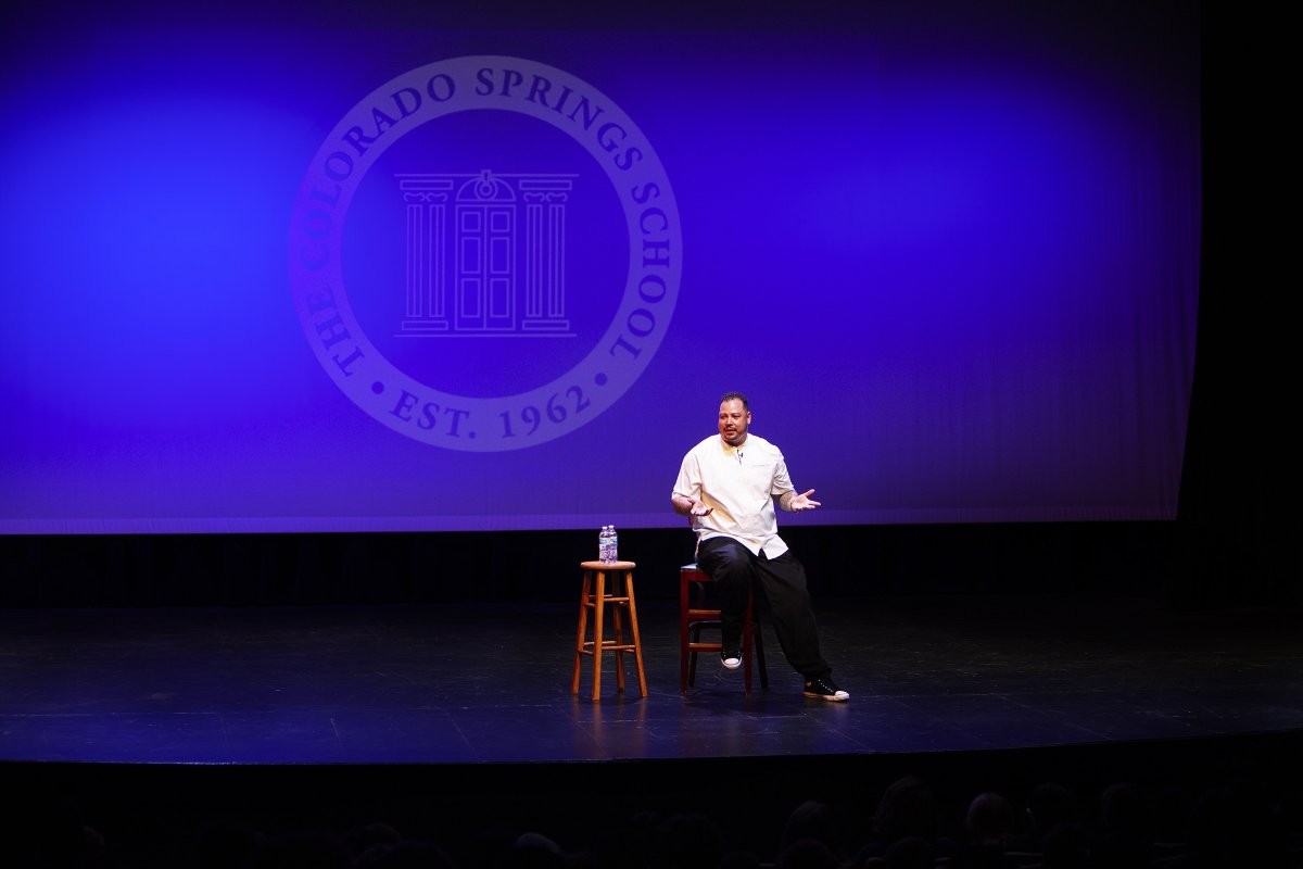 CSSKodiaks's tweet photo. @chefbrotherluck shared his inspirational life lessons with Middle and Upper School students today, highlighting the struggles he faced from being a boy who lost his father at 10 years old to becoming a renowned figure in the culinary world. https://t.co/UyubpXaRQJ. #NoLucksGiven https://t.co/VN5qfBt7SX
