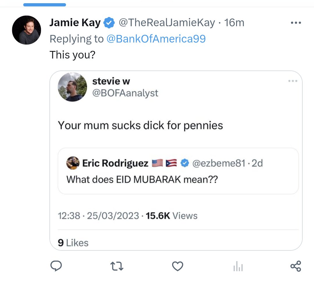 As if he thinks this is some sort of gotcha, the guy asking the question is a far right fascist and hates muslims. Jamie Kay has a lot in common with him.