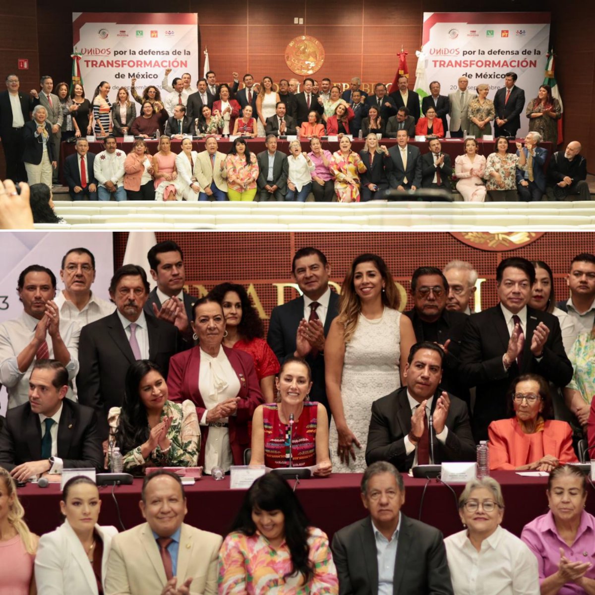 Esta tarde me reuní con senadores de Morena, Partido Verde, Partido del Trabajo y Encuentro Social. Además de felicitarlos por su gran trabajo y del cual estamos muy orgullosos, recordé que seguimos trabajando en unidad para seguir fortaleciendo los Comités de Defensa de la