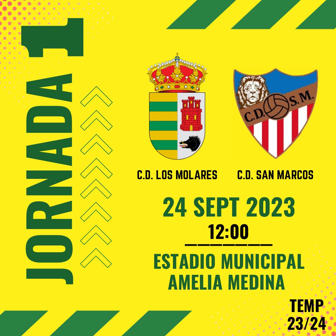 udlosmolares's tweet photo. ¡Estamos de vuelta y con muchas ganas! 😎💛

Este domingo empezamos la liga recibiendo al C.D. San Marcos en nuestra casa 🏠🦁 

Os esperamos para arrancar todos juntos esta nueva e ilusionante temporada que nos espera 🫂 

¡Que ruede la bola, vamos equipo! 🔜 https://t.co/NOEg0zdPC8