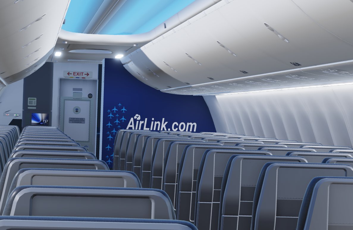 AirLinkRBX's tweet photo. Our B737-800 Sky Interior is waiting for you! Further information in regards to the status of operations can be found in our Discord server when released. https://t.co/orUQnd7Sts