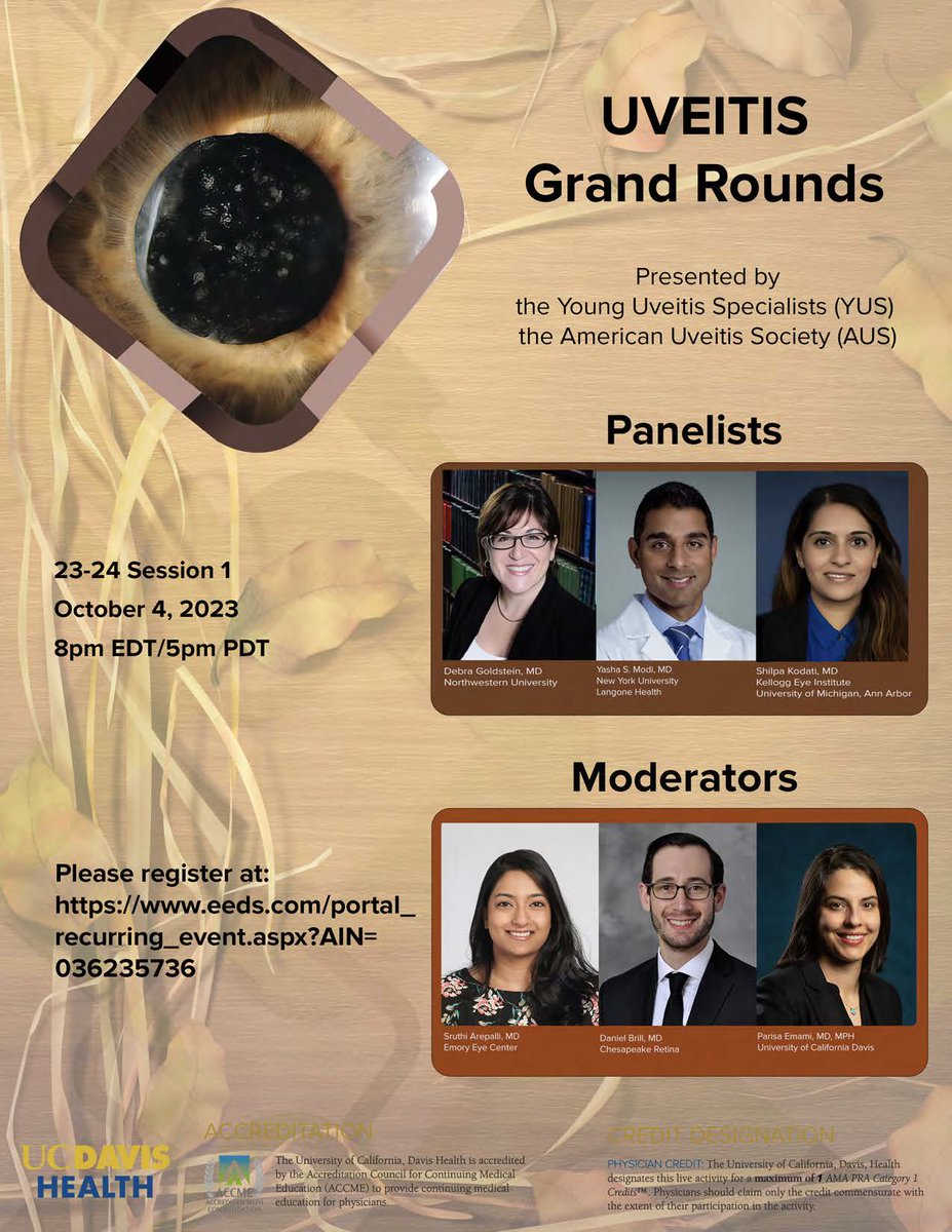 📢 Join us for the Virtual Grand Rounds on Oct 4th, 8-9 PM EST 🌟 🔍 To submit cases email uveitisgrandrounds@gmail.com by 10/1/23 @SArepalliMD @ShilpaKodati @ucd_eyecenter @EmoryEyeCenter @YoungUveitis @UveitisSociety #MedicalEducation #Uveitis #Ophthotwitter
