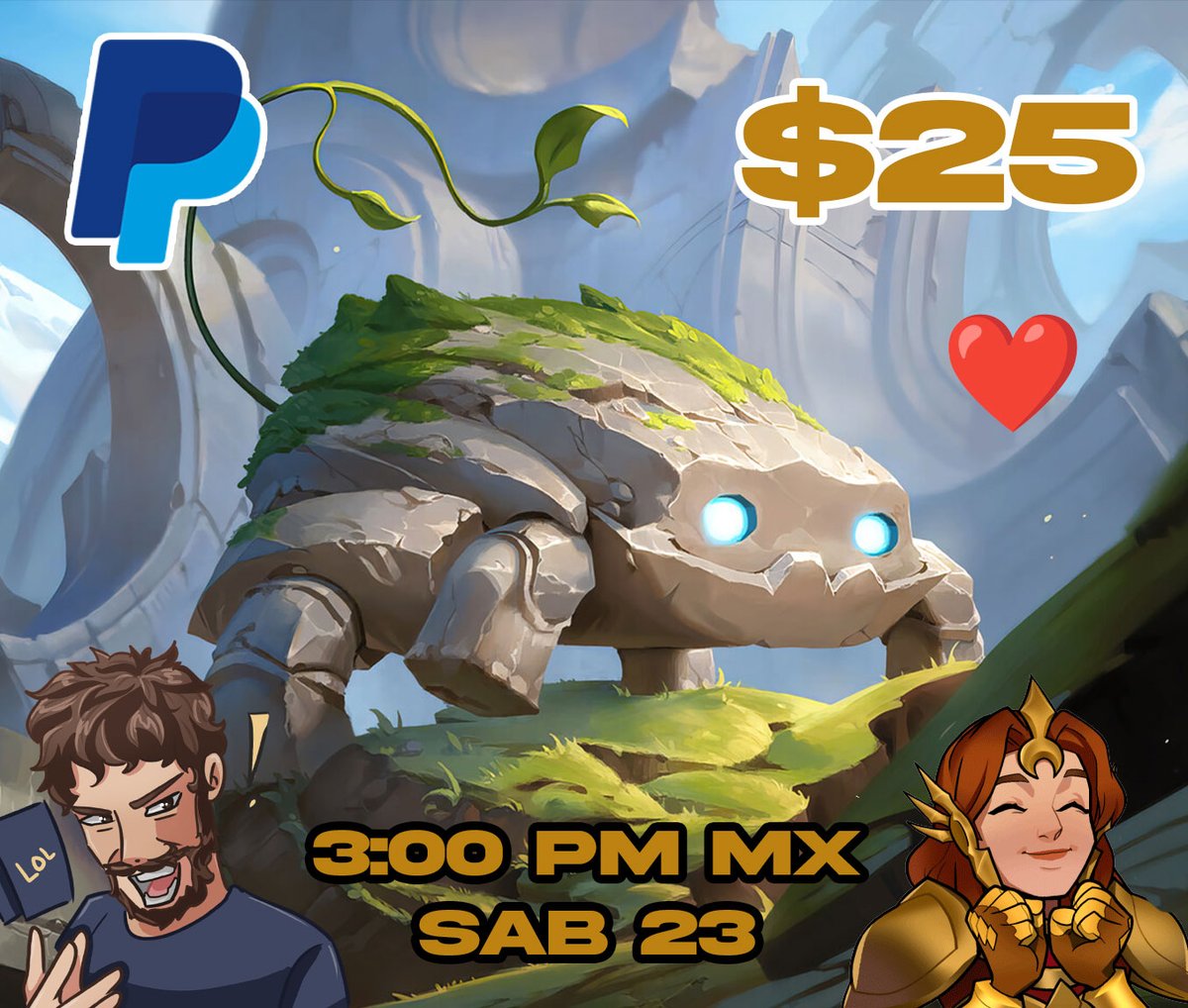 Abro de manera Oficial las inscripciones al Torneo:

- "¡Fuerte como una Roca!" ⚔️❤️‍🔥, $25 Dolares en Premios, Formato Estandar

Esto es posible gracias a todo el cariño que me ha dado la comunidad de LoRcito a mi Canal🫂✨

#LetsGooo
<a href="/LoRLATAM/">Legends of Runeterra LATAM</a>