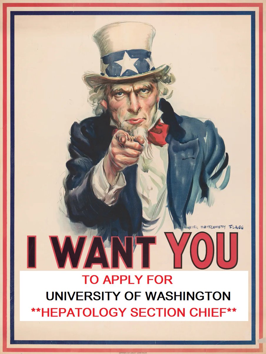 University of Washington is looking for a new **HEPATOLOGY SECTION CHIEF** ➡️Starting as early as July 1, 2024 ➡️Lead one of the best group of hepatology providers in the world apply.interfolio.com/131772