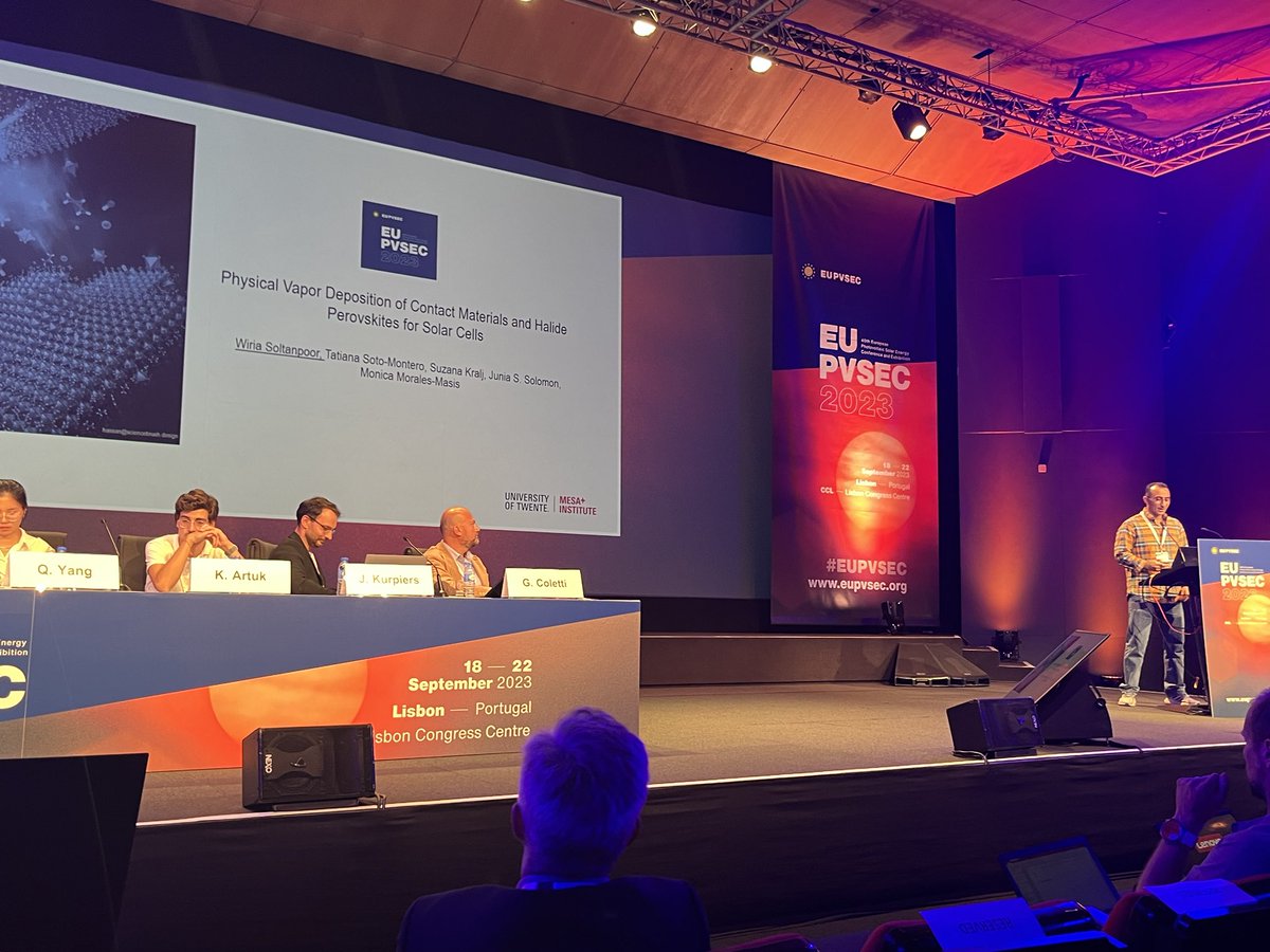 Delighted to present our latest work today on soft deposition of oxides and complex halide perovskite thin films enabled by single source deposition at ⁦<a href="/EUPVSEC/">EU PVSEC</a>⁩. ⁦<a href="/m3lab_/">M³ Optoelectronic Materials Group</a>⁩ ⁦⁦<a href="/UTwente/">University of Twente (inactive)</a>⁩