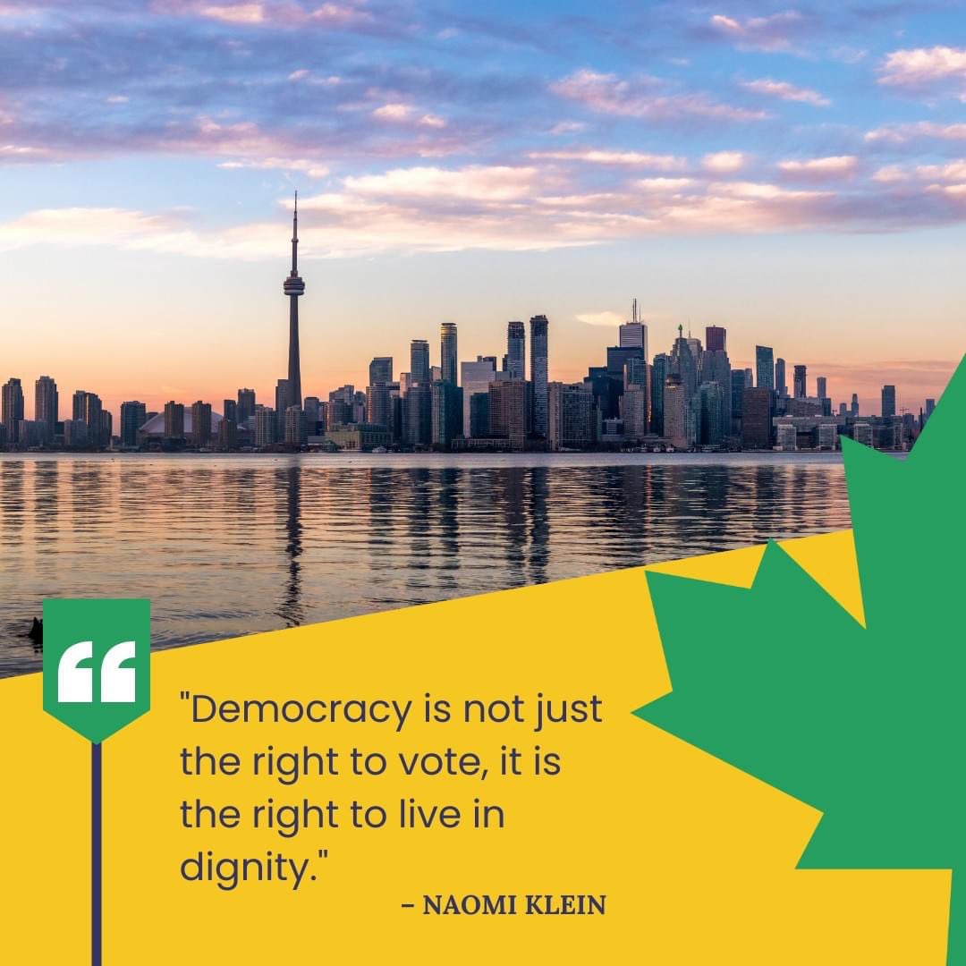 'Democracy is not just the right to vote, it is the right to live in dignity.' – Naomi Klein 

🗳️ Let's cherish and uphold the values that bring dignity to all. 

#DemocracyMatters #Canada #CanadaDeservesBetter #GovernmentAccountability #StandForTruth #TogetherWeRise