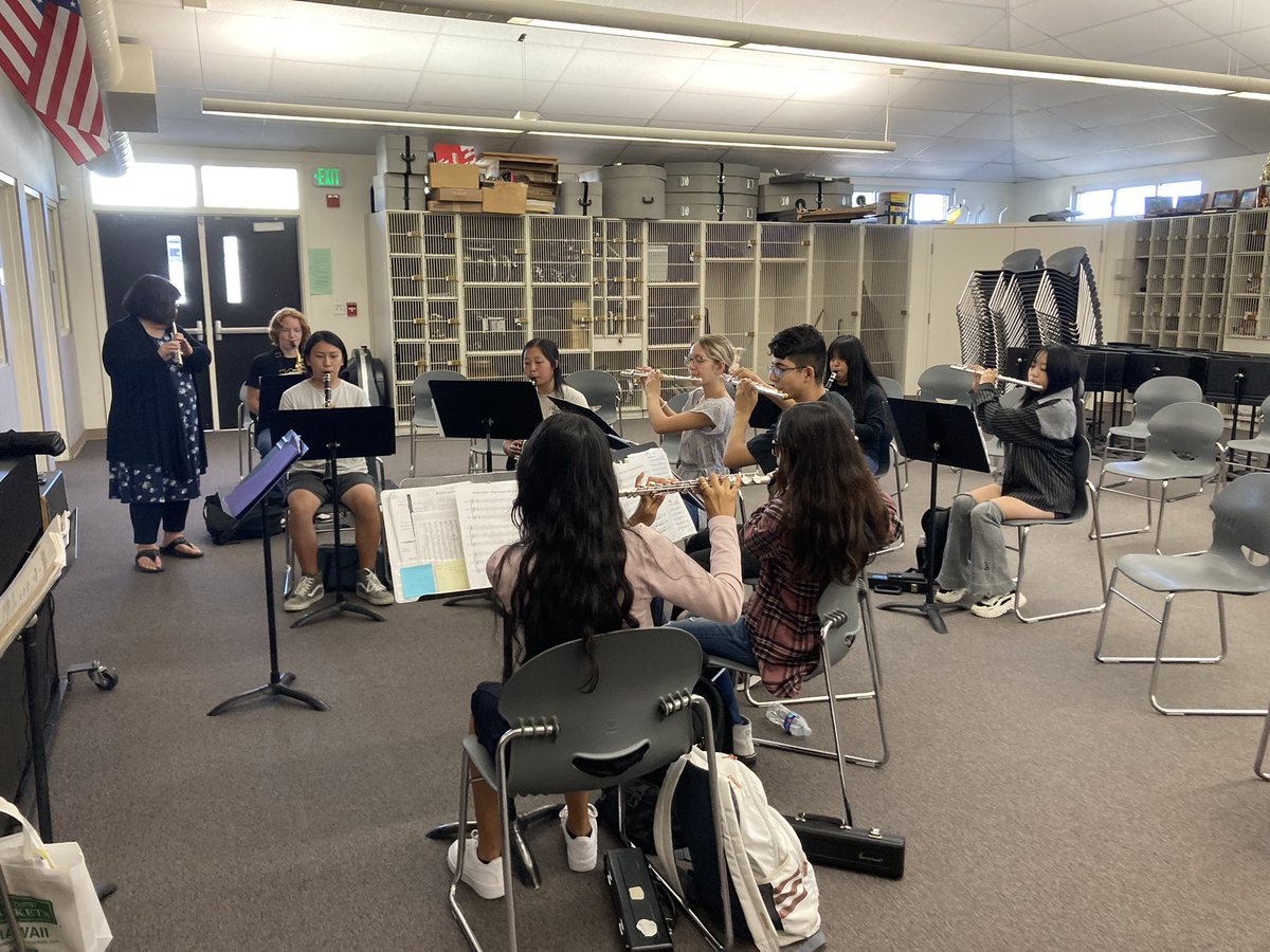 Thank you Merced Union High School District for supporting Music in our schools and allowing us to hire quality Music Coaches.  Mrs. Stocking rehearsing the Woodwinds: