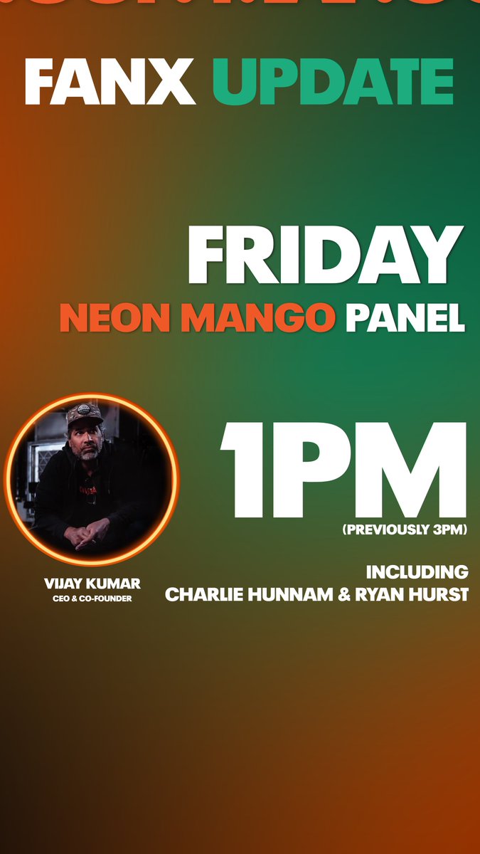 FANX UPDATE - Neon Mango's panel has changed to Friday, Sept. 22 at 1PM. I have a feeling we will be the loudest fans at the convention. 😏