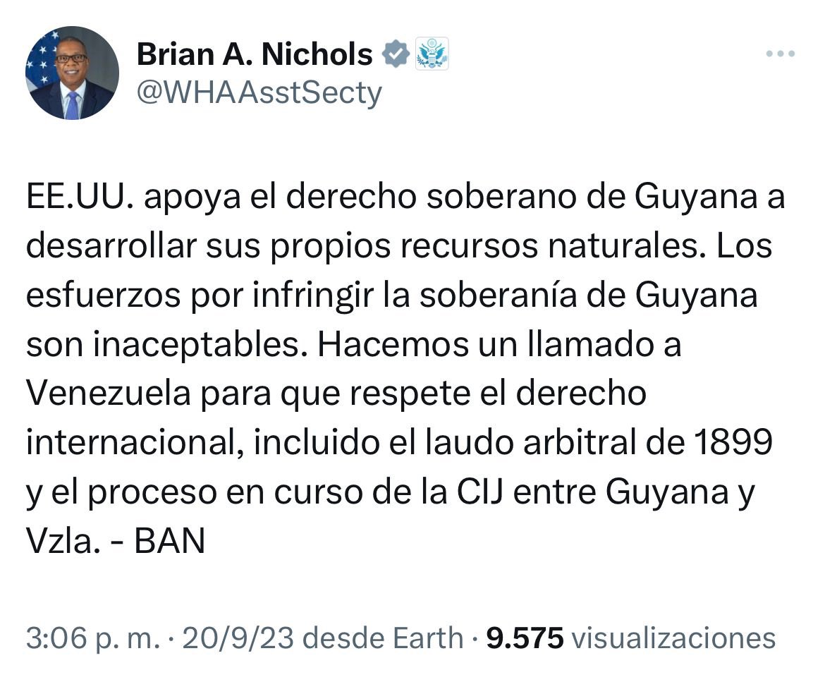 Rechazamos cualquier acción que atente contra nuestra soberanía. Es irrespetuoso e irresponsable la injerencia de EEUU.

¡Haremos respetar la integridad de la geografía nacional, nuestra independencia y soberanía!

“Los Estados Unidos parecen destinados por la Providencia a