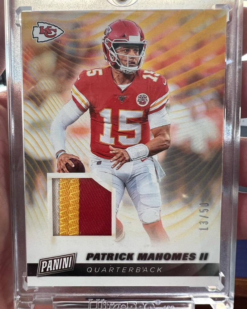 EliteCardsWa's tweet image. ($225) 2019 Patrick Mahomes Panini 100 Years 3 Color Jersey Patch /50
#patrickmahomes #patrickmahomescards #chiefs #elitecardswa  #sportscardsforsale #rarecards #gradedcards #autocards #rarecardsforsale #sportscards #pokemon #tradingcards #NBA #NFL #MLB
… instagr.am/p/CxbkNHnvTrK/