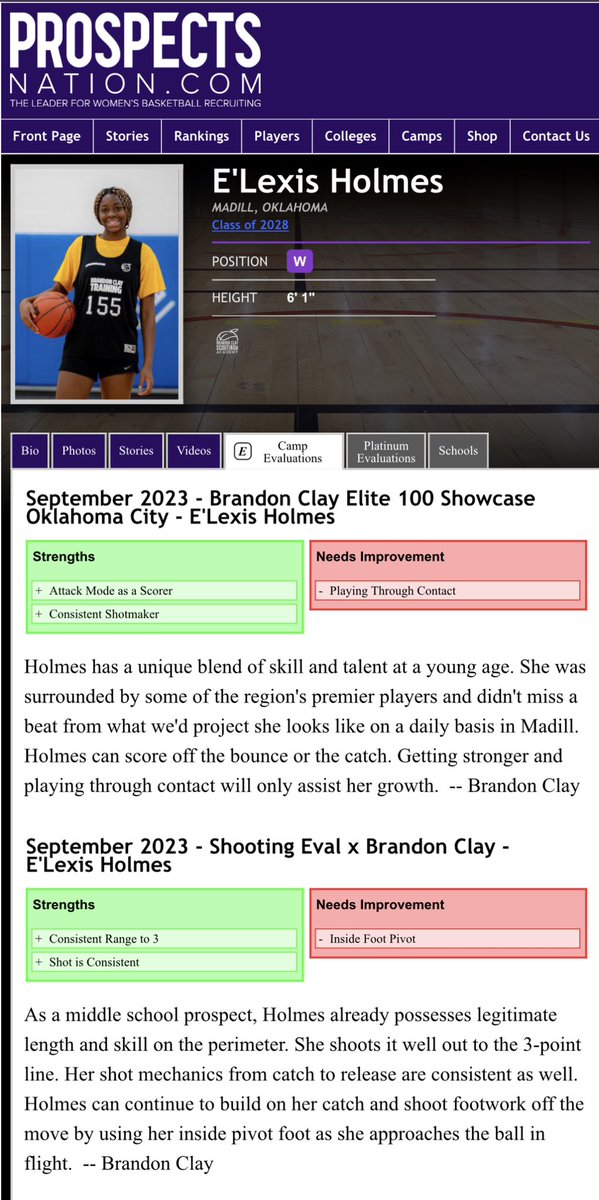 ProspectsNation.com (@prospectsnation) on Twitter photo Brandon Clay College Recruiting x <a href="/prospectsnation/">ProspectsNation.com</a>
Latest Evaluation from the 💻 of <a href="/brandonclaypsb/">B r a n d o n C l a y</a>:
‘28 E’Lexis Holmes (OK) has two new evals from the Brandon Clay Elite 100 Showcase in Oklahoma City last weekend.
GET YOUR EVAL HERE: prospectsnation.com/prospectsnatio… Brandon Clay College Recruiting x <a href="/prospectsnation/">ProspectsNation.com</a>
Latest Evaluation from the 💻 of <a href="/brandonclaypsb/">B r a n d o n C l a y</a>:
‘28 E’Lexis Holmes (OK) has two new evals from the Brandon Clay Elite 100 Showcase in Oklahoma City last weekend.
GET YOUR EVAL HERE: prospectsnation.com/prospectsnatio…