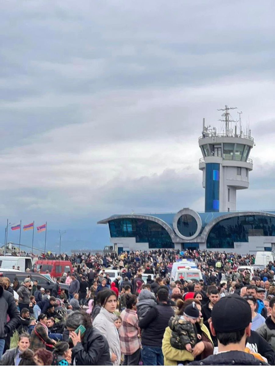 This is what ethnic cleansing looks like: 

Armenians in Artsakh waiting to board planes to Russia. Azerbaijan is a dictatorship currently committing ethnic cleansing against a civilian population to advance their ultimate goal of eliminating Armenia. Why is the world doing
