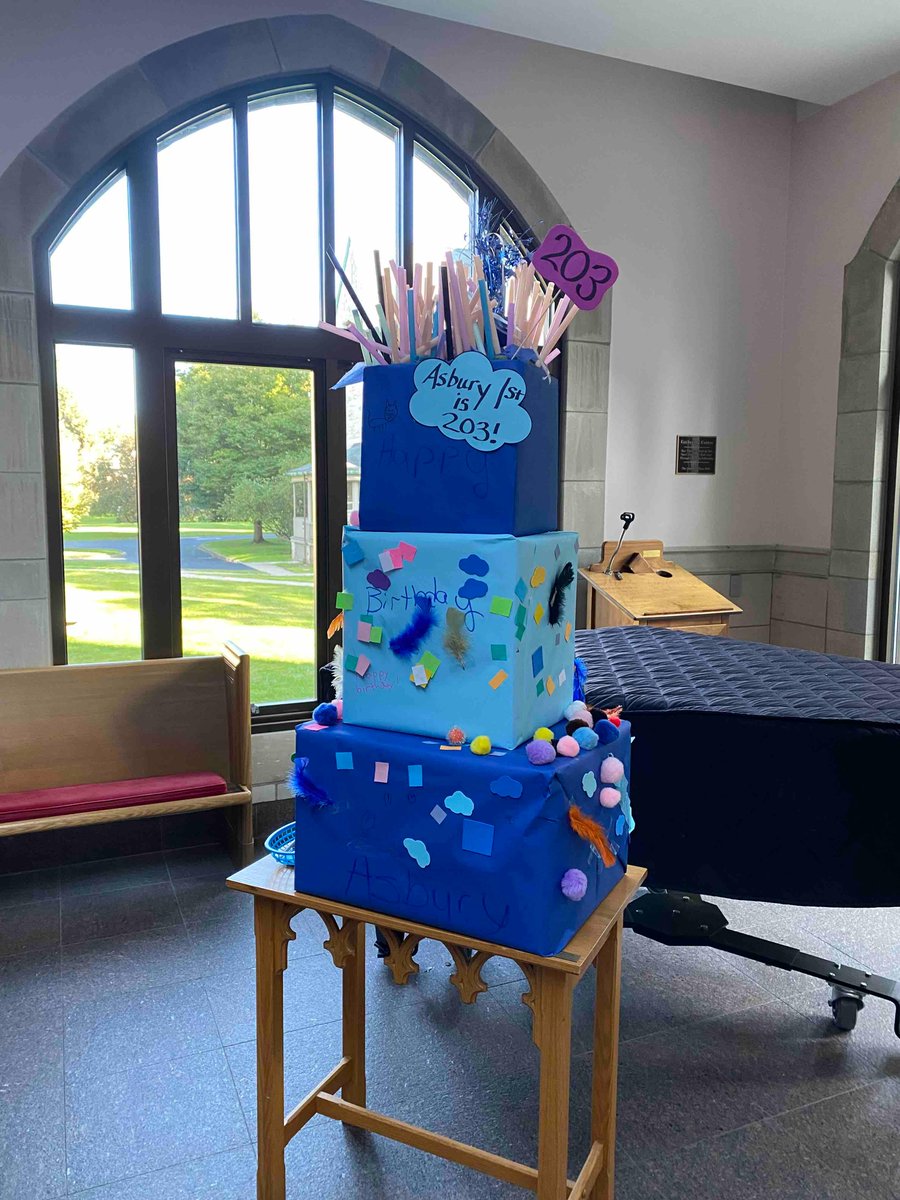 AsburyFirst's tweet photo. Happy 203rd Birthday, Asbury First! Our children created this birthday cake on Sunday to celebrate. 🎂🎉 #asburyfirstumc https://t.co/qITg4t4wpV