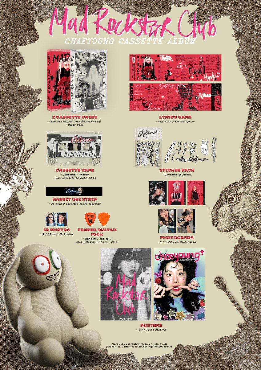 vantaonthedeck's tweet photo. #RTBinBangkok giveaways

•chaeyoung's mad r0ckst✦r club! cassette tape album (9ea)
•other members' giveaway set (9ea/each member)

📆 : sep 23rd
📍 : impact arena
🕑 : tba

*rt, show this tweet &amp; your tix

#ทไว้2023
#READYTOBE_IN_BANGKOK 
#TWICE_5TH_WORLD_TOUR https://t.co/8HvZOPc13W