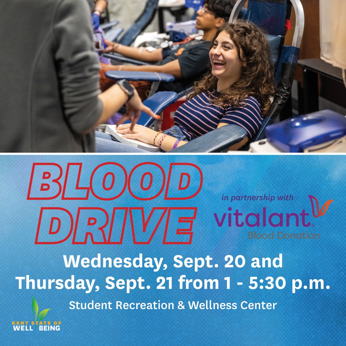 The Vitalant Blood Drive on Thursday, Sept. 21, from 1 - 5:30 p.m. will be held in the SRWC Multi-purpose Gym.