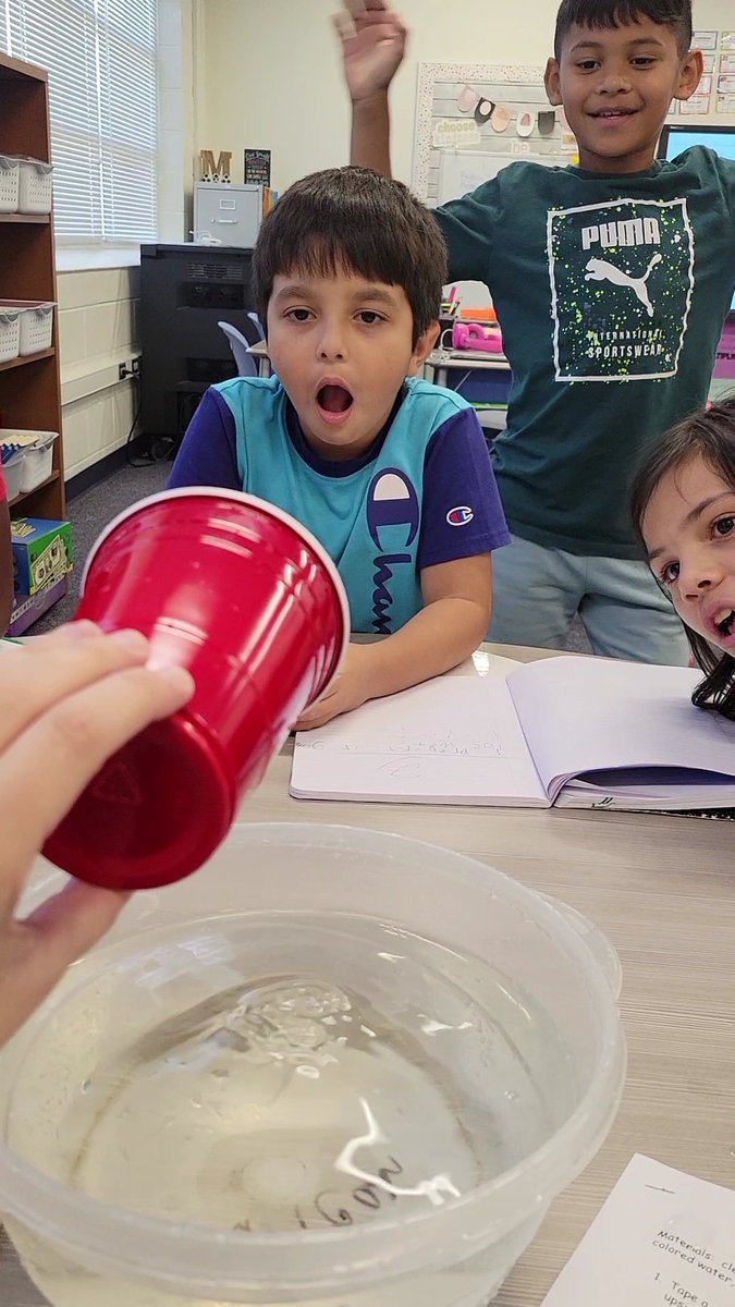 The face you make when you realize that air is matter and takes up space... the paper towel at the bottom of the cup remained dry! <a href="/webbcubs/">Webb Cubs</a> <a href="/BilyeuTeresa/">Teresa Bilyeu</a> <a href="/P_Huckelbury/">Piper Huckelbury</a>
