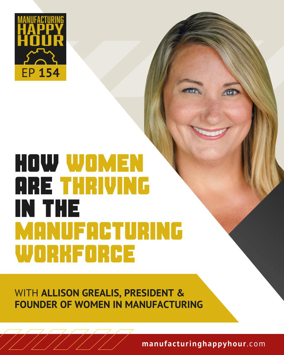 These days, women have a clearer pathway into manufacturing, partly thanks to this guest. But how can manufacturing leaders help continue this trend? 

Allison Grealis, Founder and President @WomeninMFG, shares her thoughts and advice on Manufacturing Happy Hour, episode 154.