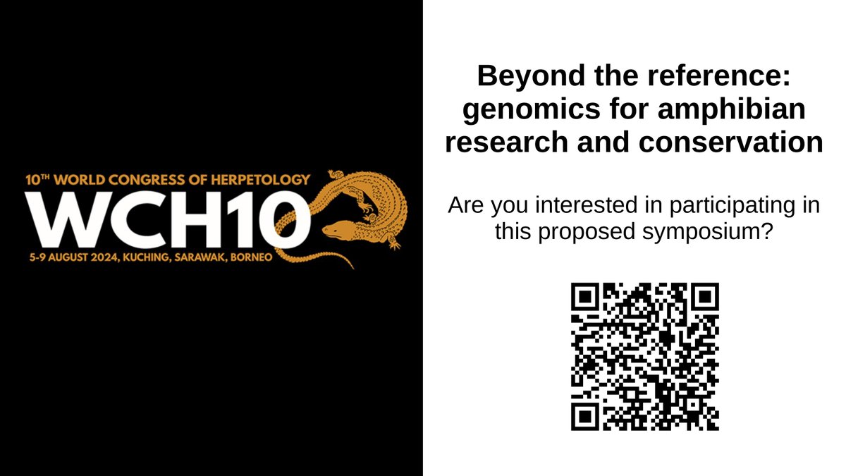 The Amphibian Genomics Consortium (AGC) is looking for speakers for our symposium at the World Congress of Herpetology in 2024. If you're interested in presenting, please complete this form by September 28th 🎙️🐸🧬🐸🧬