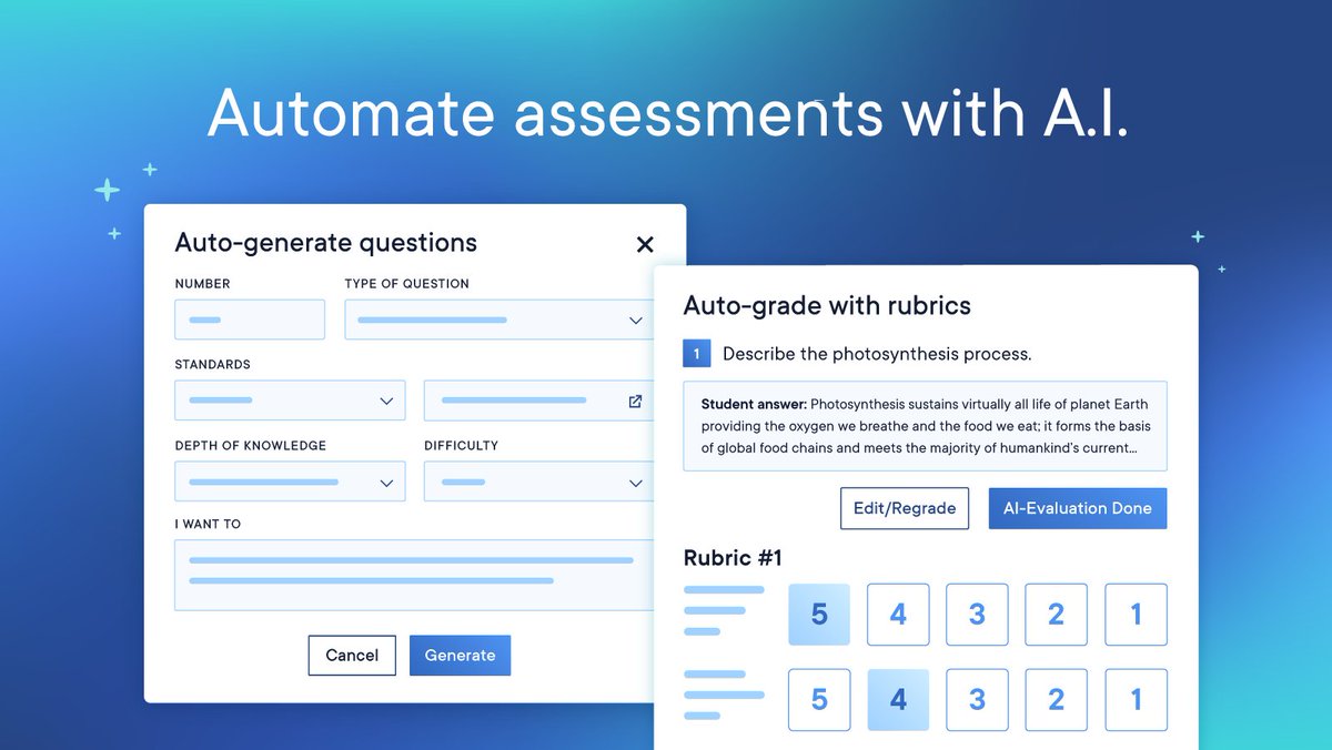 How are you spending your time saved by using #Edulastic's new A.I.-powered features? ⏳🙌 Discover the wonders of Question Generator and Assisted Rubrics! 🪄 bit.ly/3r4JJ3C