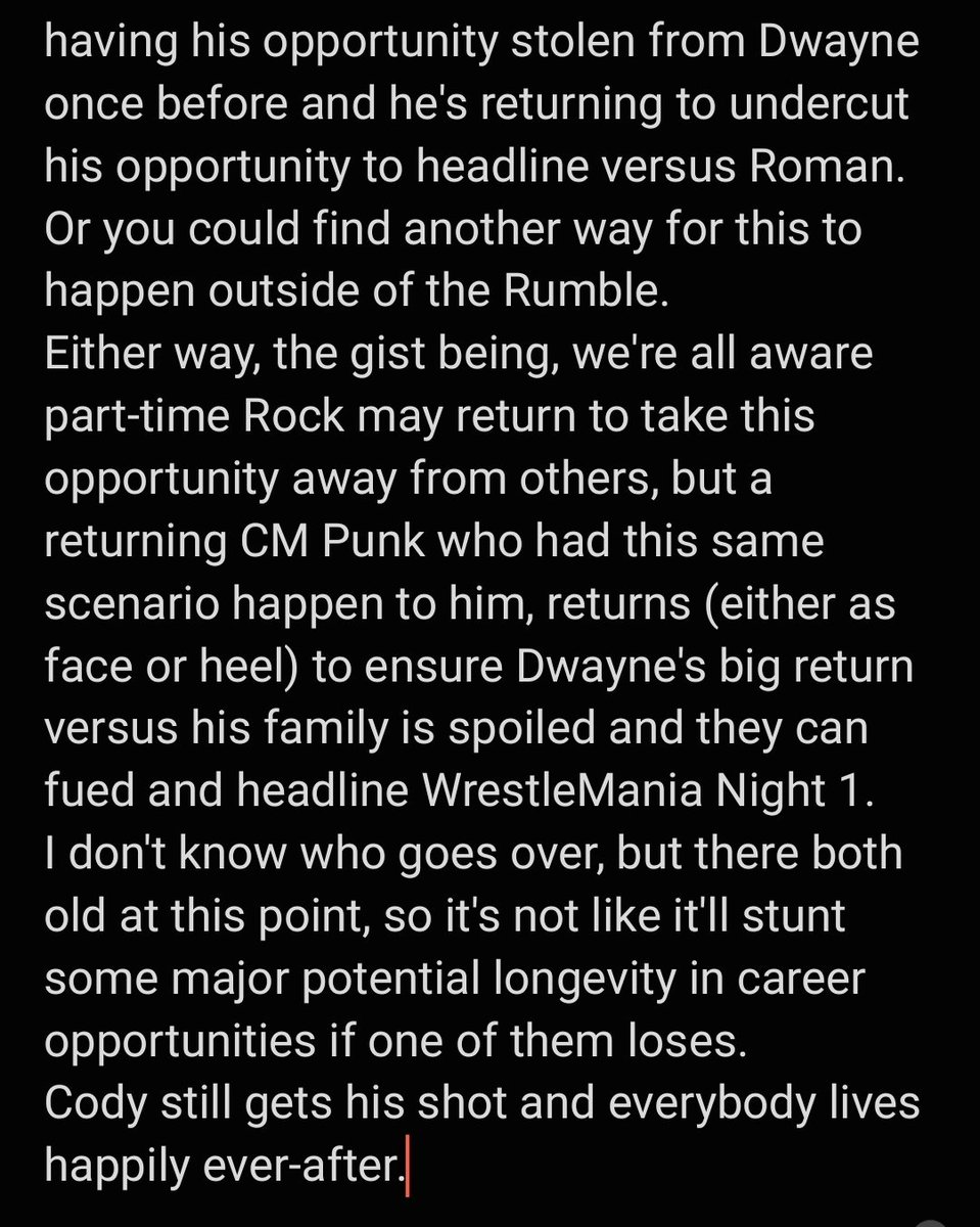diegochastain's tweet photo. A comprise for #WrestleMania40.
You can still finish Cody's arc and get another massive match for the Rock's return.
I understand there's alotta If's for this to happen, but if they could, I really think this would be something special.
#WWE #WrestleMania #IWC https://t.co/36IdMZXzbi