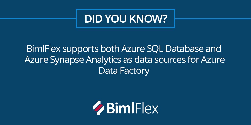 Did you know #BimlFlex has the ability to support both #Azure SQL Database and Azure #AzureSynapse Analytics as data sources for #AzureDataFactory? #biml