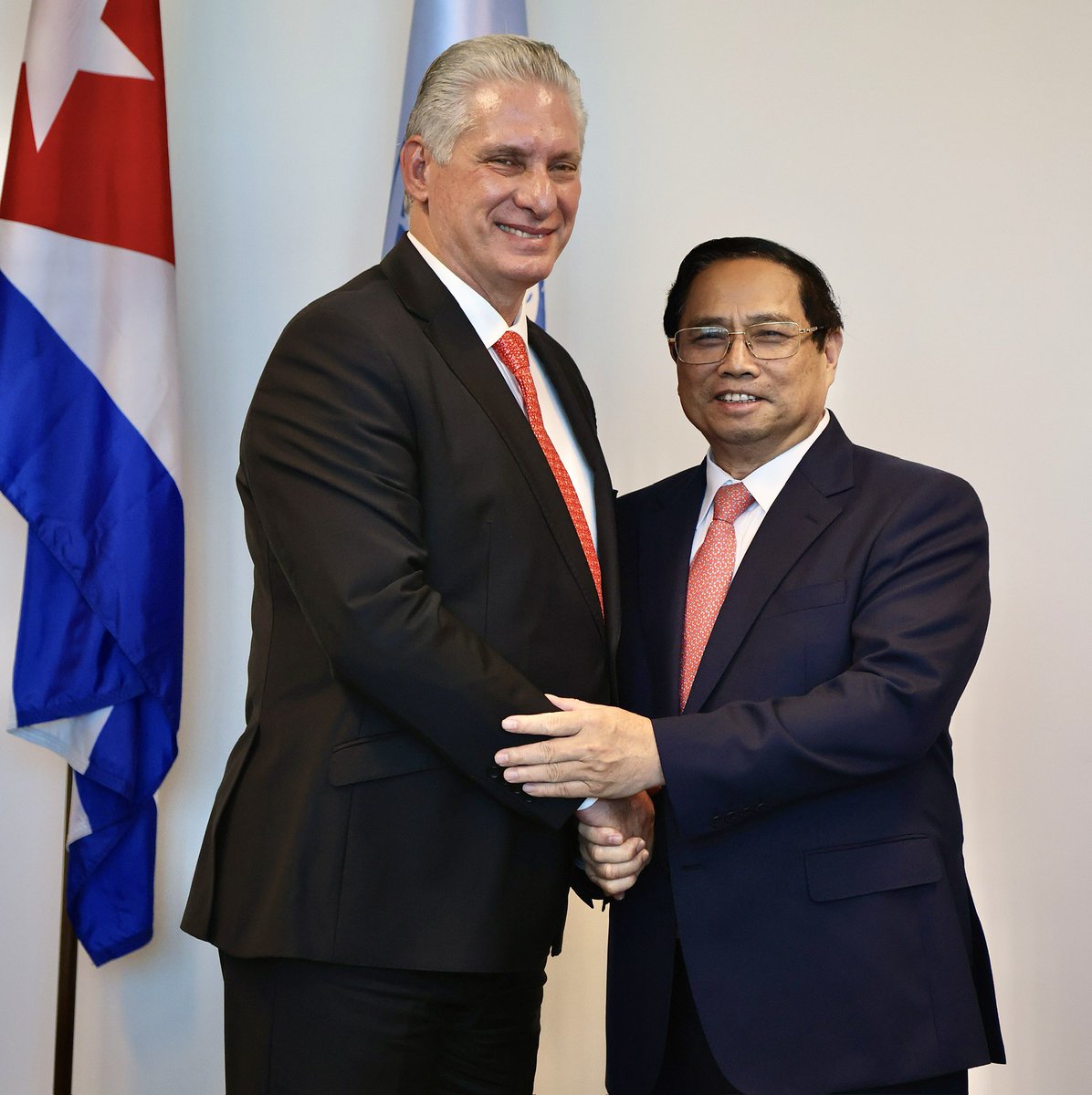 #DiazCanelEnONU  sostuvo un fraternal encuentro con el primer ministro vietnamita, Pham Minh Chinh.

Ambos expresaron satisfacción mutua por el excelente estado de las relaciones bilaterales y la consolidación del diálogo político de alto nivel.