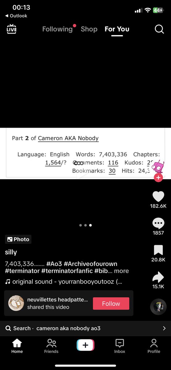 bendandstab's tweet photo. Can someone please explain why one of my students just emailed me a link to a tiktok about a TERMINATOR FANFIC??? https://t.co/Zx4v3SW371