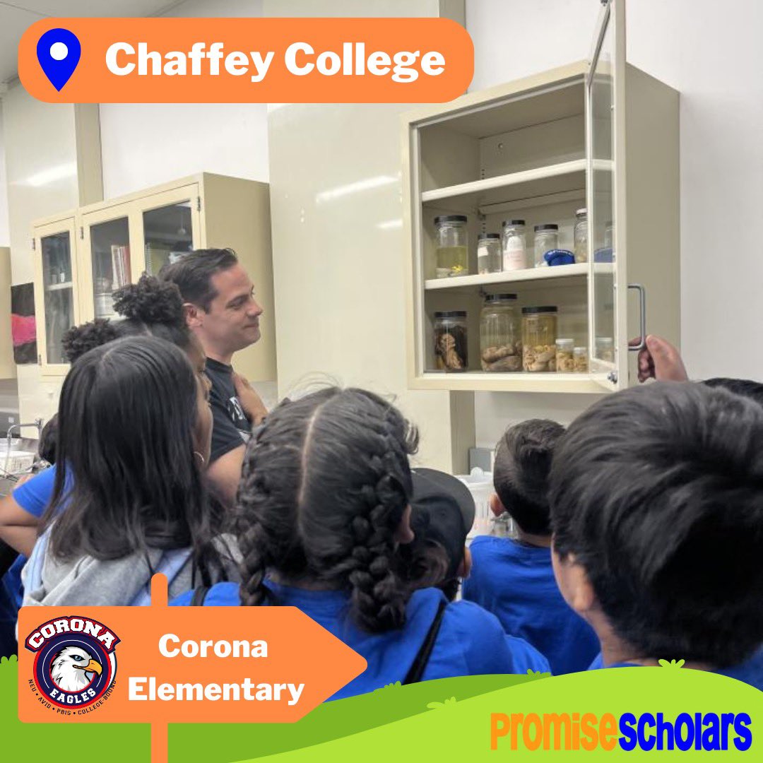Promise Scholars would like to give a special THANK YOU to <a href="/ChaffeyOutreach/">Chaffey College Outreach</a> for hosting a 5th grade field trip for <a href="/Corona_OMSD/">Corona Elementary</a>! 😁🎉

We deeply appreciate the variety of enriching activies offered to our wonderful students such as aeronautics, anatomy, and music!

🧡💙💚