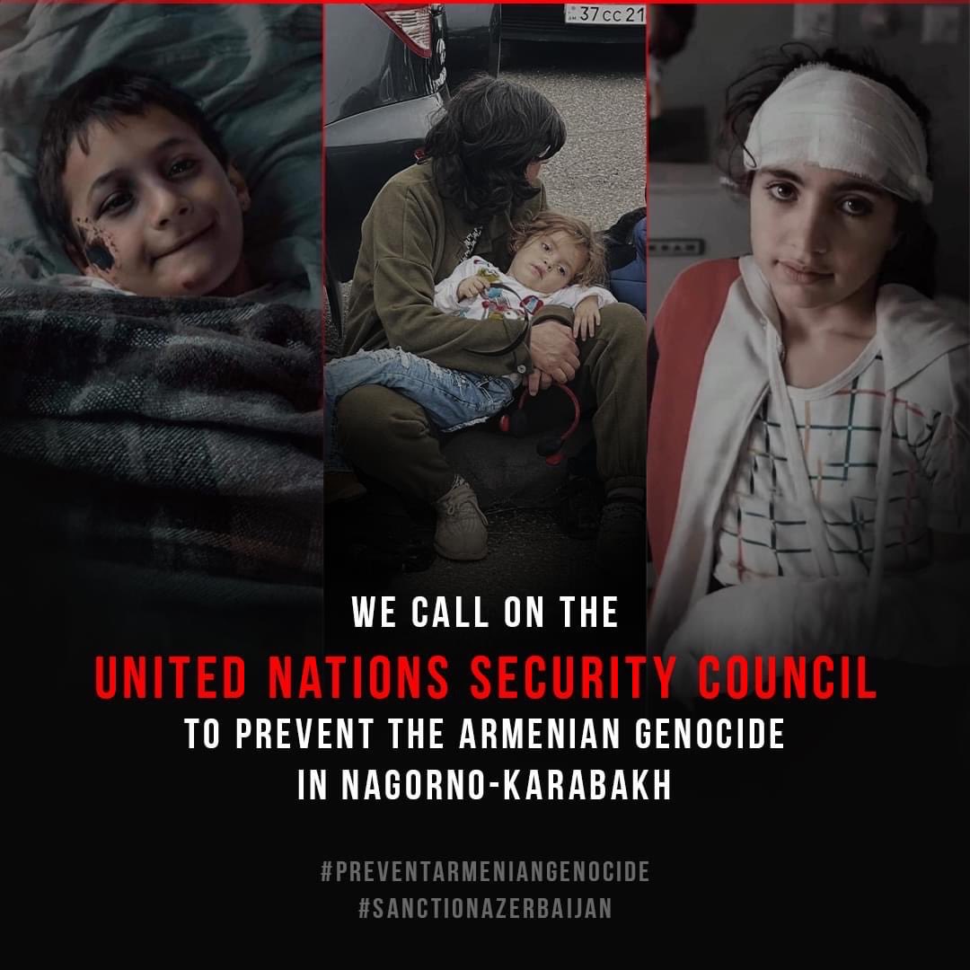 Rose76479093's tweet image. ⁦@UN⁩ Large-scale military aggression by #Azerbaijan in the ethnic Armenian enclave of Nagorno-Karabakh has led to the tragedy. 200 deaths, 400 wounded, including children. If #TerroristAliyev again goes unpunished, the next target of 🇷🇺🇦🇿alliance will be Armenia.