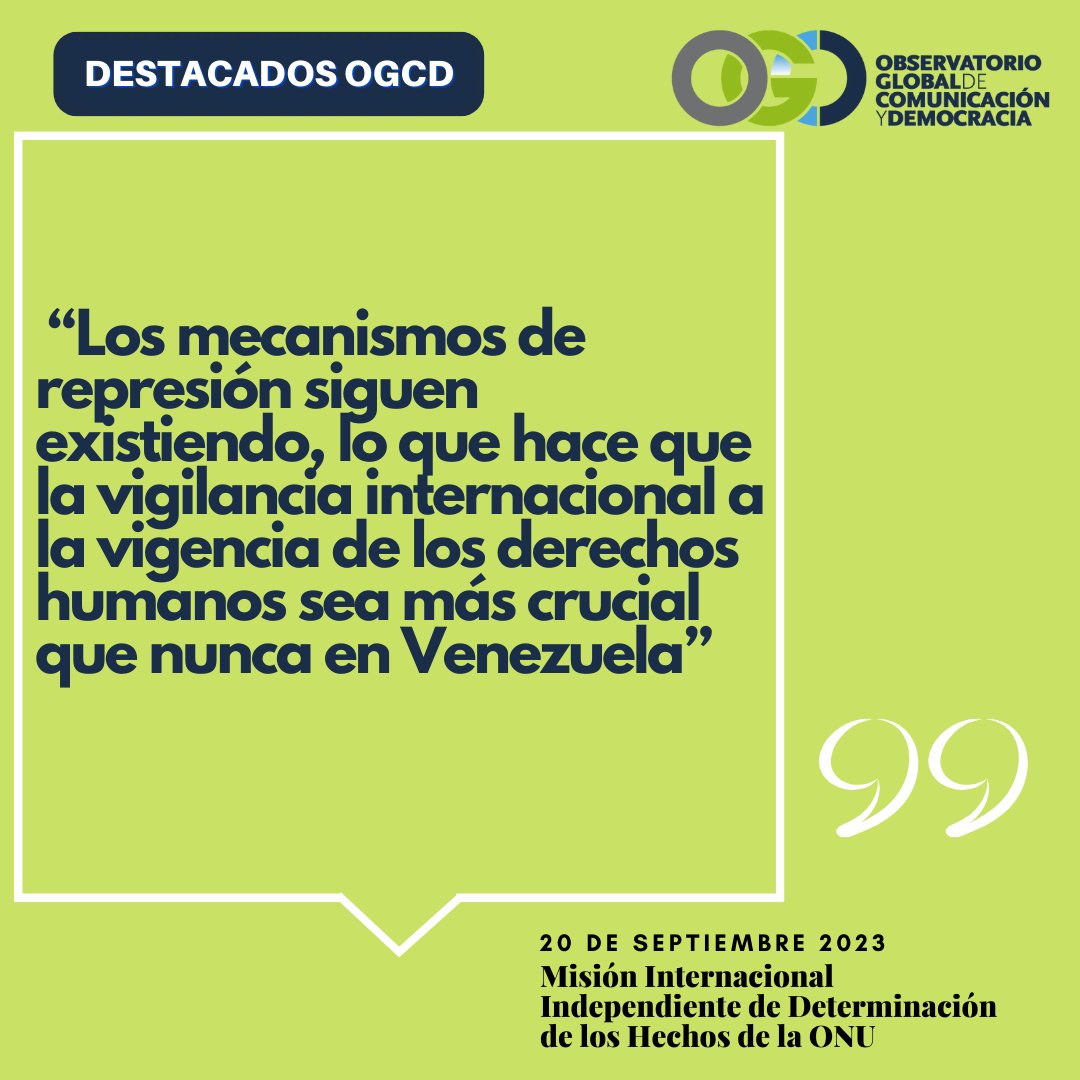 Observa_VE's tweet photo. 20 de septiembre de 2023. #Venezuela #MisiónONU de determinación de los hechos de Venezuela señala que se han intensificado los ataques sobre el espacio cívico y democrático. https://t.co/Vm7mQ775Pv