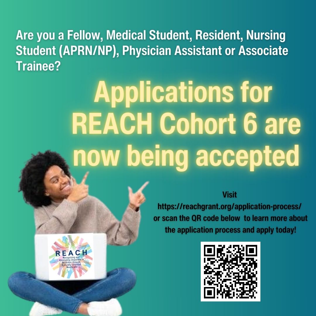 ProgramReach's tweet photo. Are you an Addiction Psychiatry and Medicine Fellow, Medical Student, Resident, Nursing students (NPs or APRNs), and Physician Assistant or Physician Associate? REACH Cohort 6 applications are now open! Visit https://t.co/fCh6jJfMKB to learn more and apply today! #AddictionPsych https://t.co/RNLeLbn4Lt