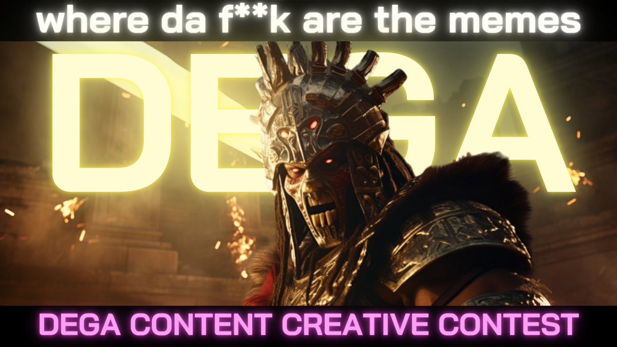 InfinityZEKE's tweet photo. Do you even meme, bro? If so, so check this out!
75k $DEGA for you
25k $DEGA for
LET THE MEME GAMES BEGIN!
Create the meme, Tweet it and tag @dega_org #DegaCommunity
CMON! make me laugh! https://t.co/3YmMooeRWf